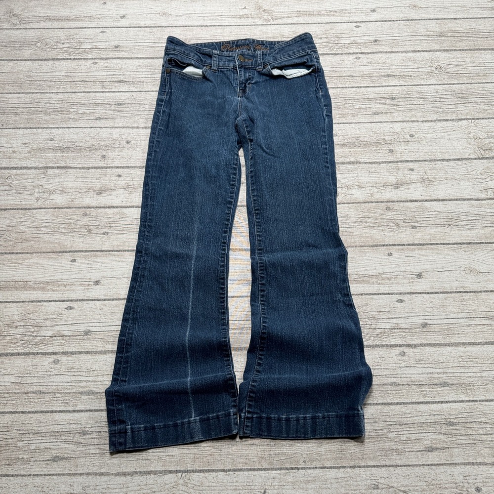 GAP Jeans Women's 4/27R Blue Dark Wash Denim Flare Leg Slim Fit Bell Bottoms Y2K